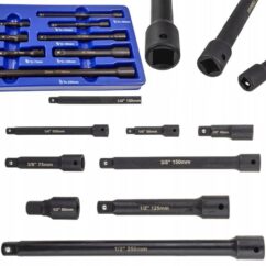 Juego de extensiones de impacto, completo 1/4' 3/8' 1/2' 9 piezas.