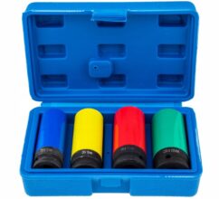 Vasos de impacto para llantas de aluminio de 17, 19, 21, 22 mm, juego de 4 piezas.