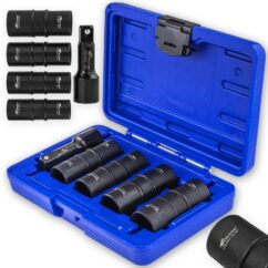 Vasos de impacto de doble cara de 1/2" para llantas de aluminio, 5 unidades
