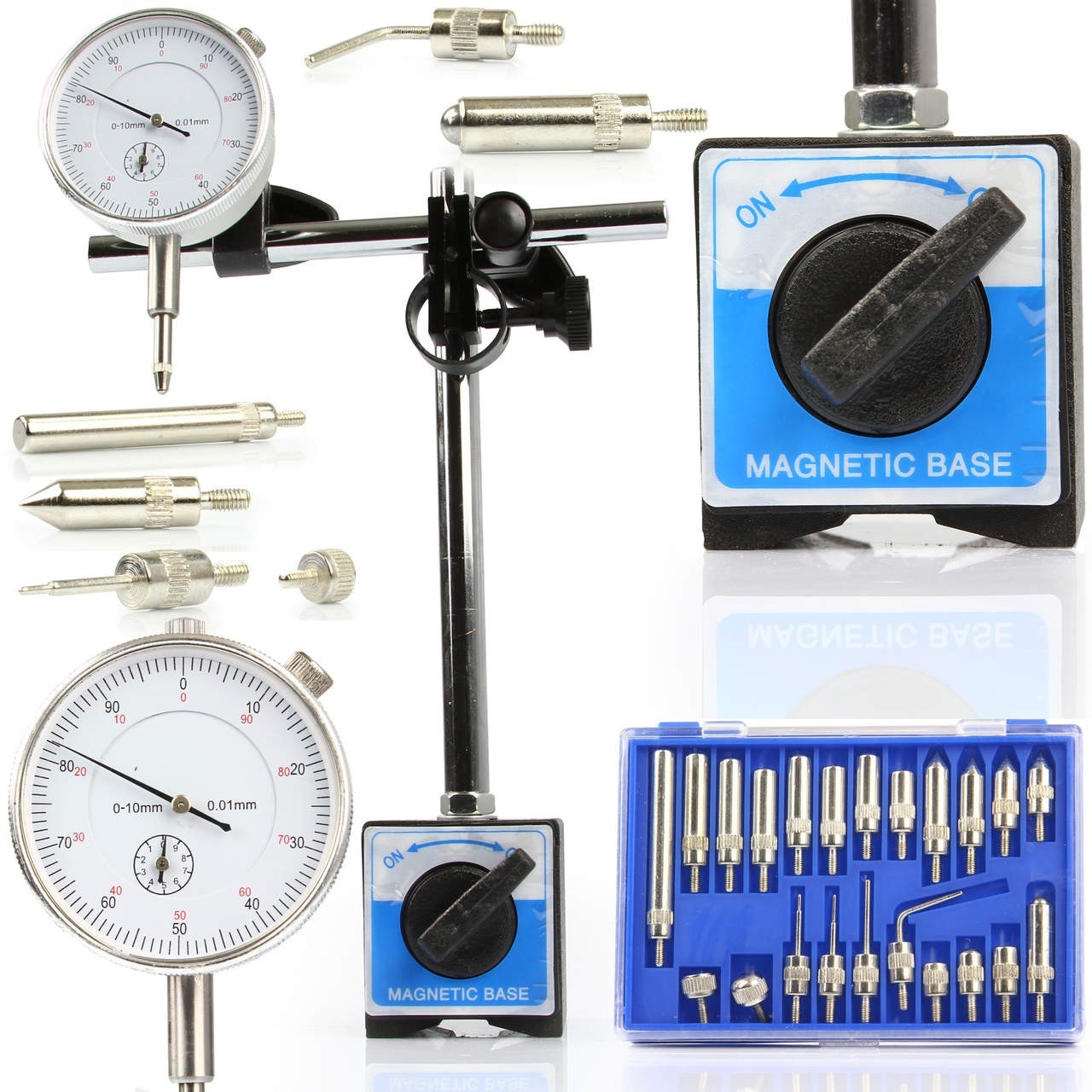 Comparador con soporte magnético 0-10mm + 22 adaptadores - Imagen 3