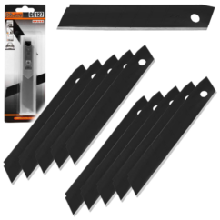 HOJAS DE RECAMBIO PARA CUCHILLO PARA PAPEL PINTADO, ACERO SK5, NEGRO 18MM, 10 UNIDADES.