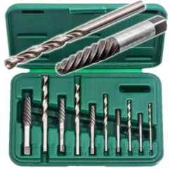 EXTRACTORES PARA TORNILLOS ROTOS O DAÑADOS + TALADROS Juego de extractores Jonnesway
