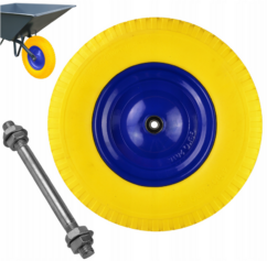 RUEDA PARA BARRORROWBOWROWARD STRONG 4.00-8 EJE BOLLEY COMPLETO DE PU FUNDIDO AMARILLO