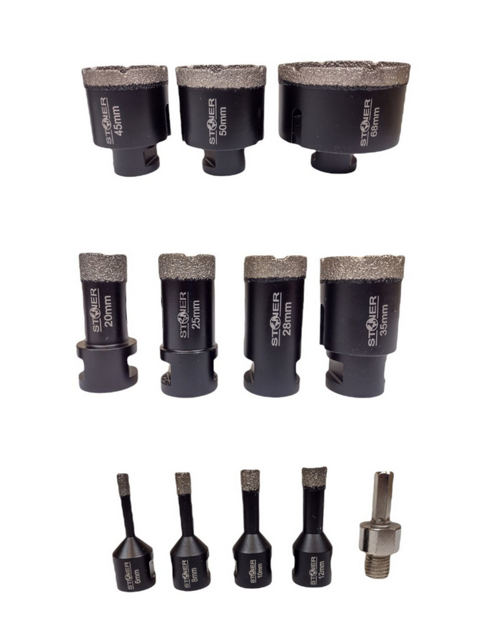 Coronas de diamante para gres y hormigón, 11 unidades. + Adaptador M14 3/8" - Imagen 6