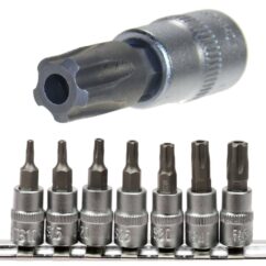 Torx torxy Plus de 5 puntos con orificio TS10-TS45, chaveteros de 1/4', 7 piezas.
