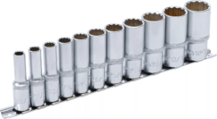 Vasos largos en pulgadas 3/8" 11 piezas sobre carril