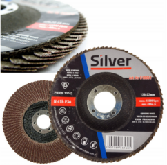 Muela abrasiva P36x125mm disco de láminas para amolar 1 ud. listón, plateado