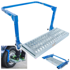 Escalera de mano, plataforma, cubreruedas para autocaravanas, coches 4x4 y furgonetas de reparto