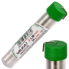 Estaño con fundente Metal de aportación para soldadura 1mm, sin plomo VIAL 14g.