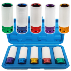 Vasos de impacto para llantas de aluminio 15-17-19-21-22mm 1/2' Juego de vasos
