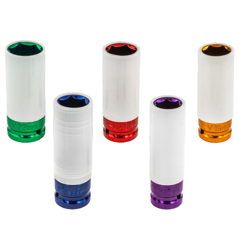 Vasos de impacto para llantas de aluminio 15-17-19-21-22mm 1/2' Juego de vasos - Imagen 5