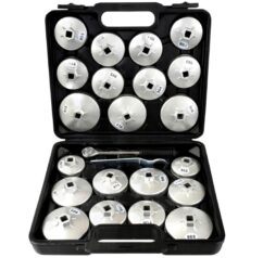 LLAVES DE VASO, VASOS PARA FILTRO DE ACEITE DE ALUMINIO, 23 ELEMENTOS.