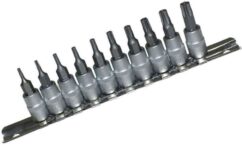 LLAVES TORX CON AGUJERO TORXY T7-T40 10 UNIDADES VASO 1/4'' CONDOR-ALEMANIA