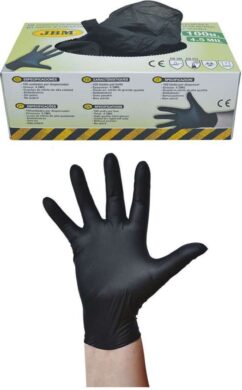 GUANTES PROTECTOROS DE NITRILO, NEGROS, XL, FUERTES, 100 UDS. APROBACIÓN CE