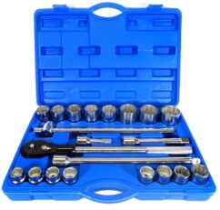 JUEGO DE HERRAMIENTAS TRINQUETE 3/4" 12 VASOS ANGULARES 19-50MM RESISTENTES