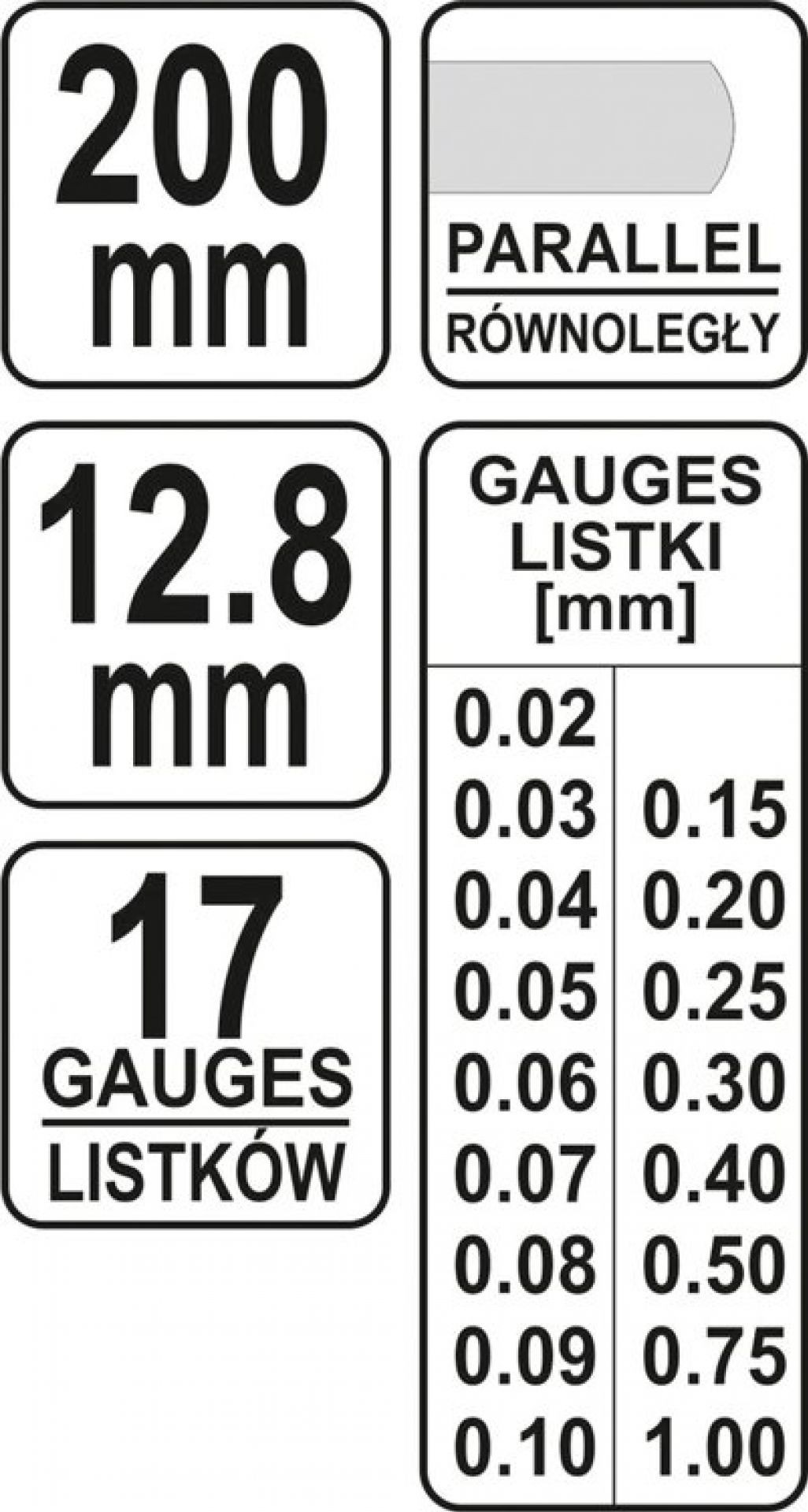 MEDIDOR DE ESPESORES 200 MM 17 PUNTAS 0.02-1 MM YATO - Imagen 5