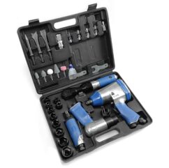 Juego de herramientas neumáticas, llave para ruedas, trinquete, martillo, amoladora, 32 piezas + accesorios