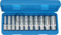 VASOS LARGOS 6 LADOS 3/8'' 8-19 MM, 11 UNIDADES