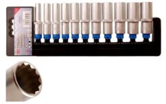 Enchufes largos de 12 puntos. Juego de vasos de 8-19 mm 3/8', BGS-Alemania