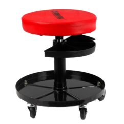 Taburete, silla, taburete de taller giratorio con estante, ajustable