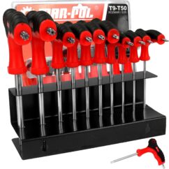 LLAVES ANGULARES TORX T9-T50 + SOPORTE JUEGO DE LLAVES 10uds.
