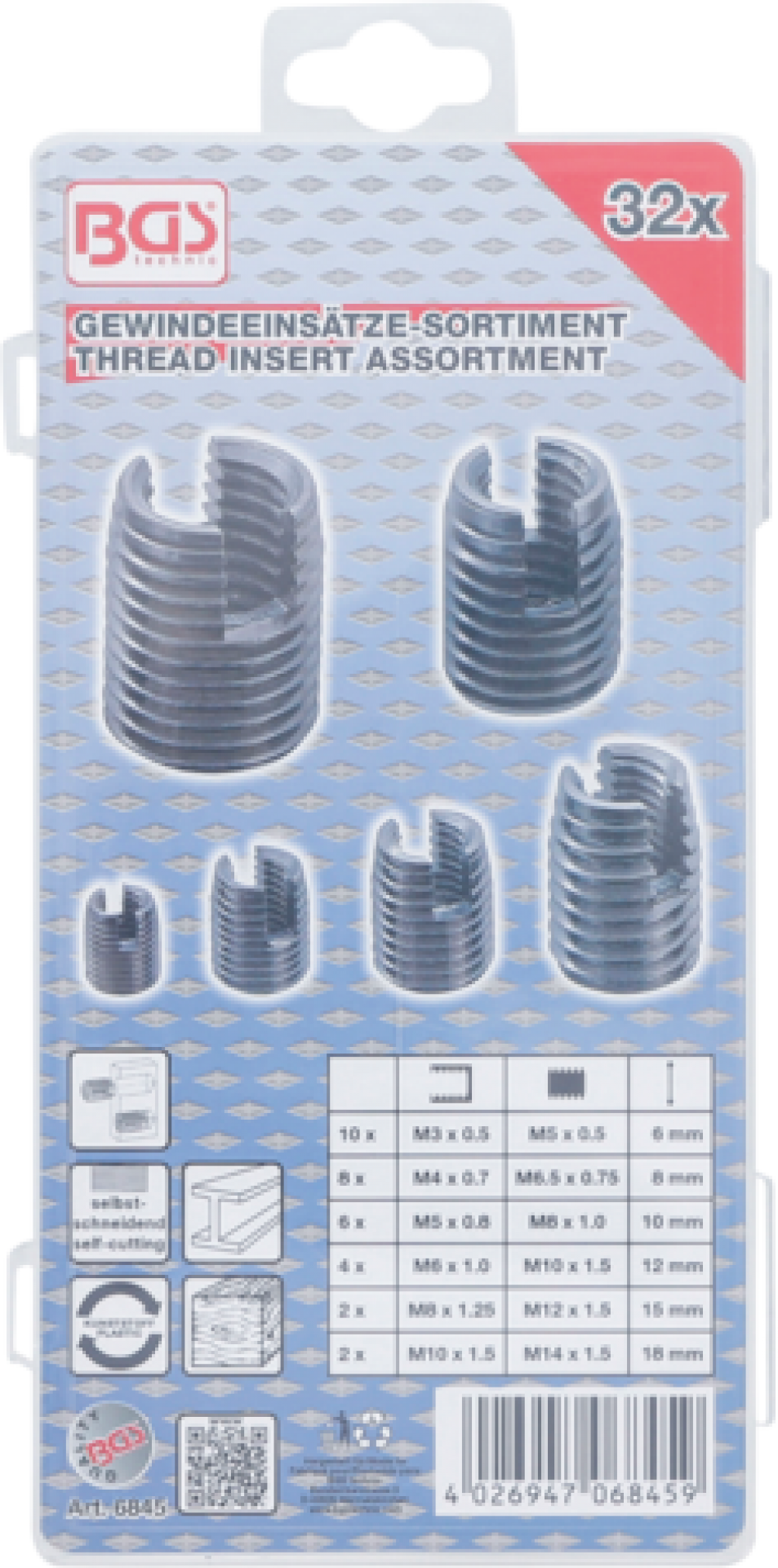 Casquillos para reparar y reducir roscas M3-M14, ranura, 32 piezas, BGS-Alemania - Imagen 4