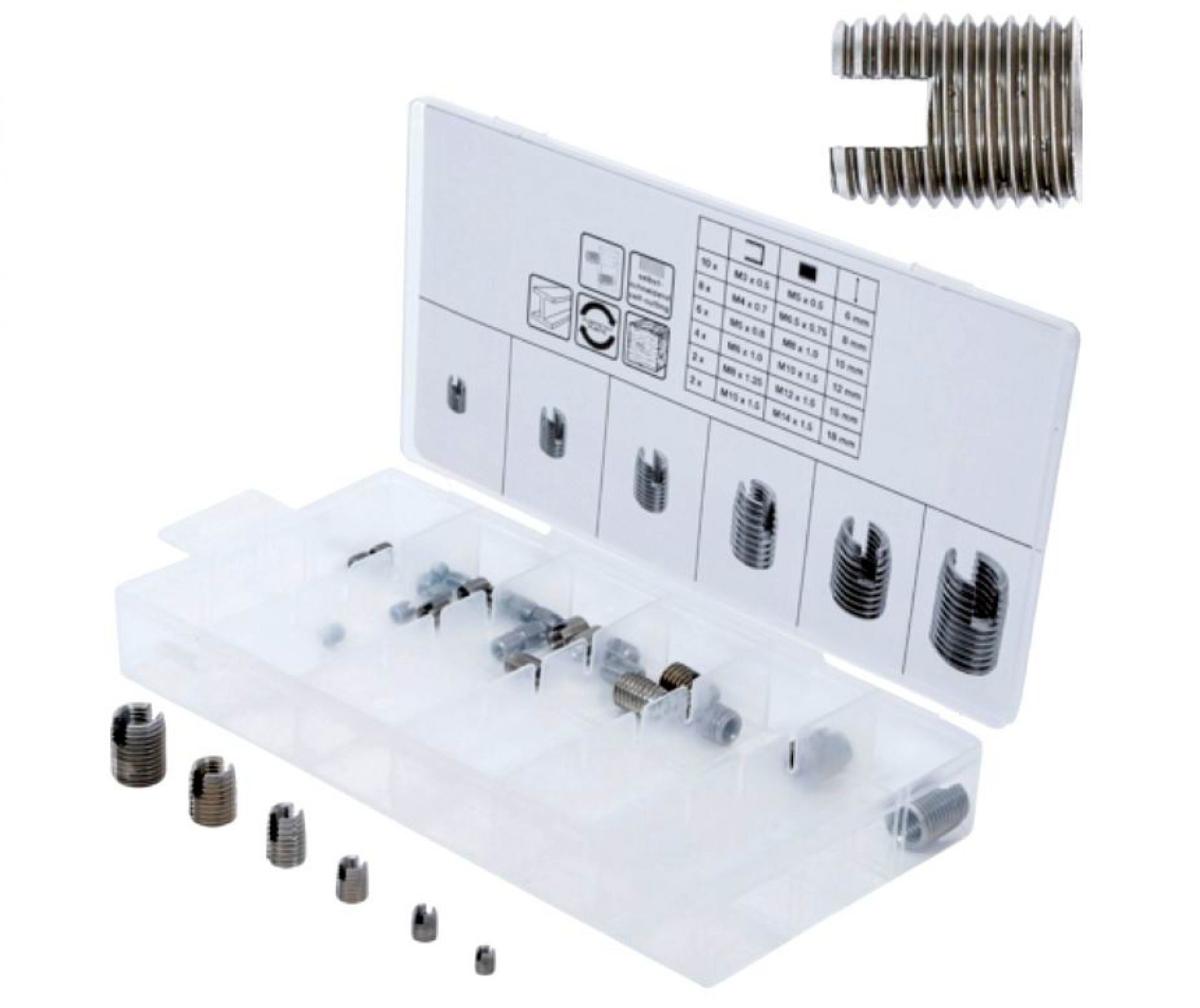 Casquillos para reparar y reducir roscas M3-M14, ranura, 32 piezas, BGS-Alemania
