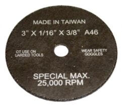 Disco de corte 80mm 3' x 1/16' x 3/8' A46 para amoladora de aire JONNESWAY