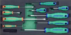 Destornilladores Phillips y de cabeza plana con inserto de EVA, juego de 10 piezas. Jonesway