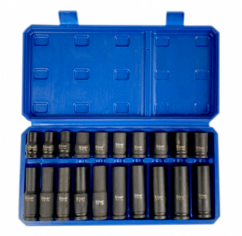 JUEGO DE VASOS DE IMPACTO LARGO Y CORTO 10-19mm 1/2" 20 PIEZAS