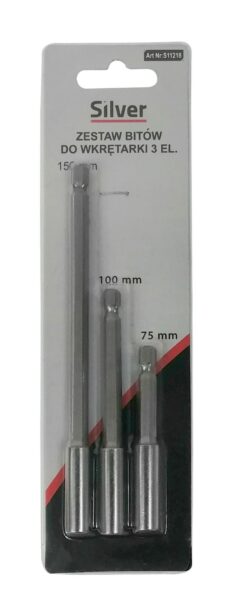 Portapuntas magnéticos, adaptadores para destornilladores 3 uds. 75+100+150mm