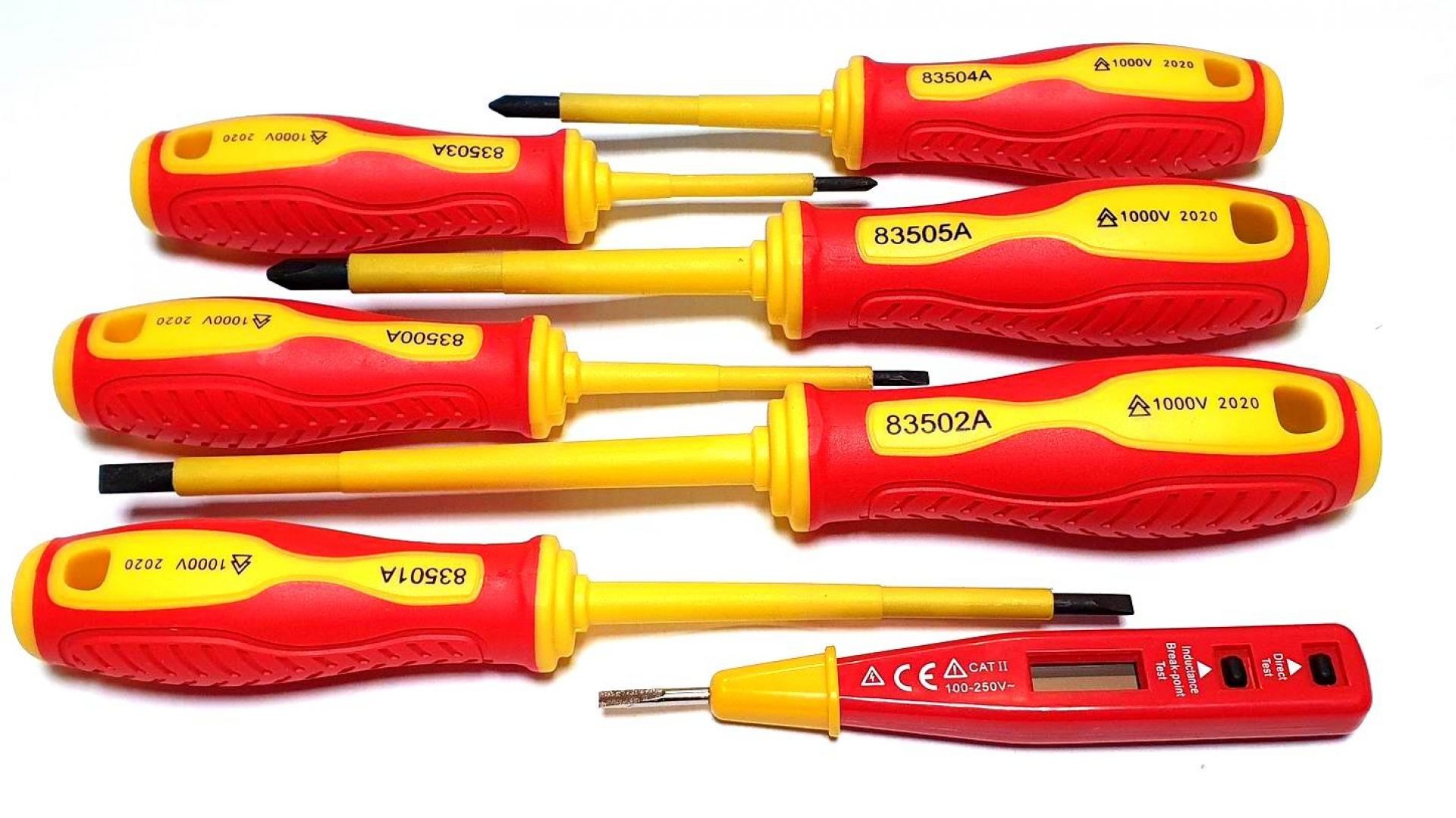 JUEGO DE DESTORNILLADORES AISLADOS 1000V 6 PIEZAS + COMPROBADOR DE TENSION ELECTRICISTA - Imagen 3