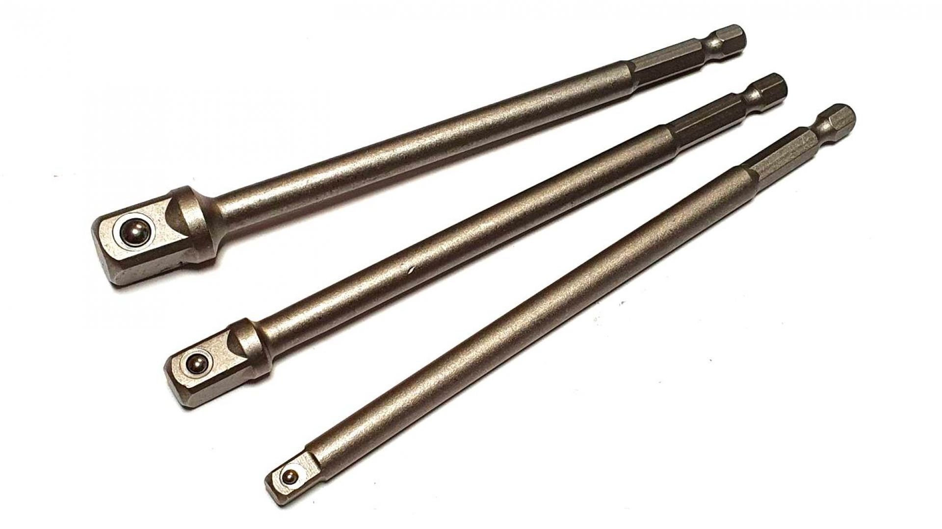 ADAPTADORES EXTENSIONES PARA DESTORNILLADORES PARA VASOS 1/4' 3/8' 1/2' JUEGO de 3 uds. 150mm