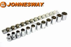 JUEGO DE 12 VASOS DE 12 ANGULARES 3/8` JONNESWAY