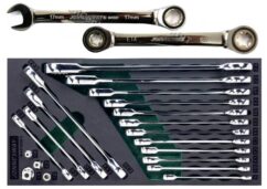 LLAVES COMBINADAS + TORX CON CARRACA + ADAPTADORES 20 ELEMENTOS. INSERTO JONNESWAY