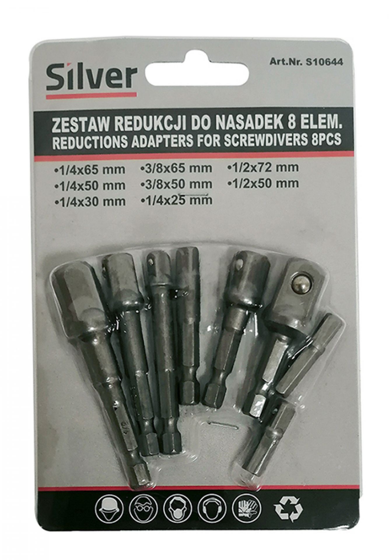 ADAPTADORES REDUCCIONES PORTABROCAS PARA VASOS 1/4' 3/8' 1/2' 8 ELEMENTOS.