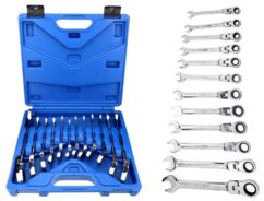 Llaves combinadas de boca con trinquete, 8-22 mm Juego de 12 llaves