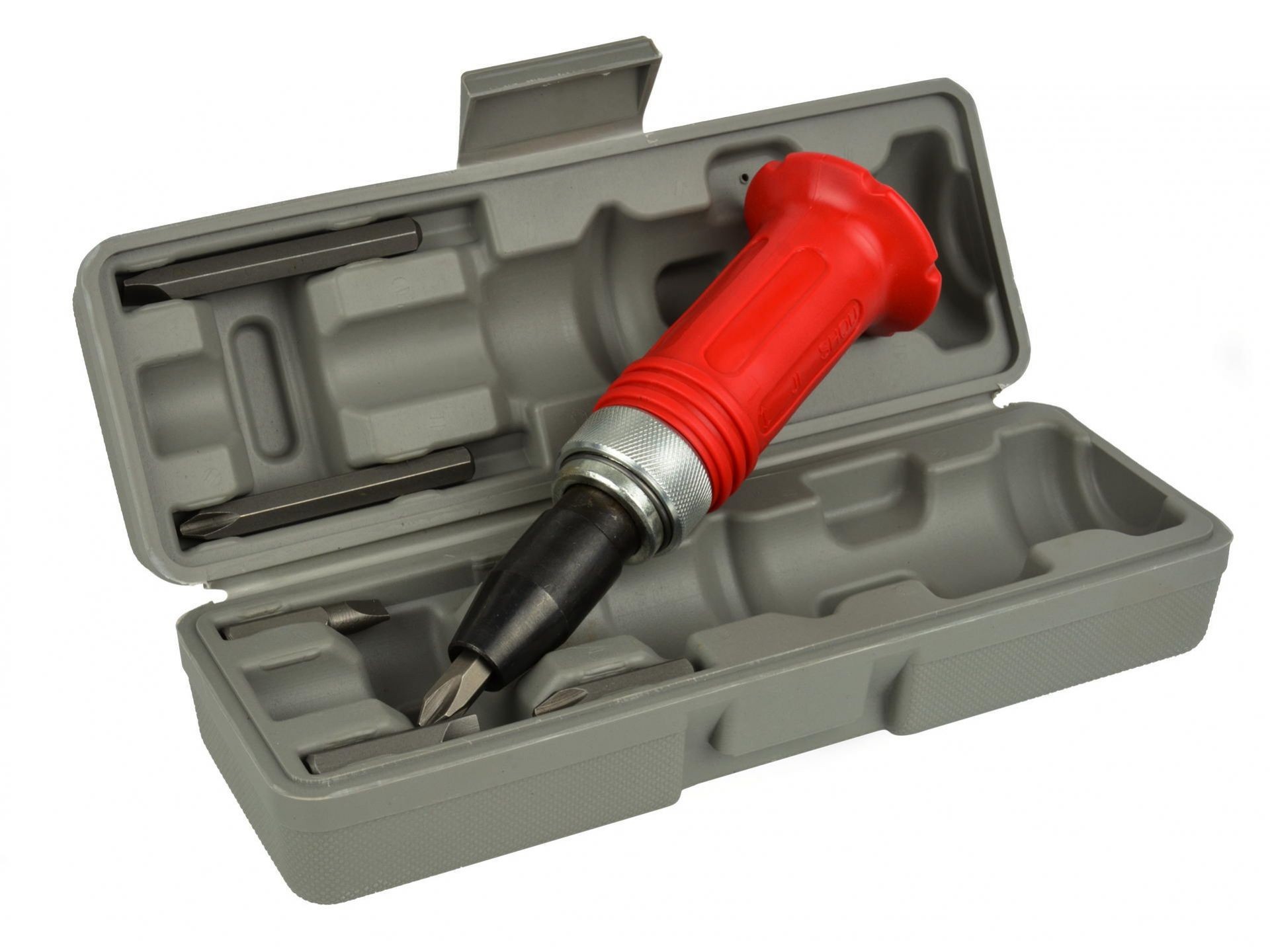 Destornillador de impacto para perforar y desatornillar + puntas 6 uds.