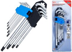 JUEGO LLAVES TORX LARGAS CON AGUJERO T10-T50 9 PCS BGS-Alemania