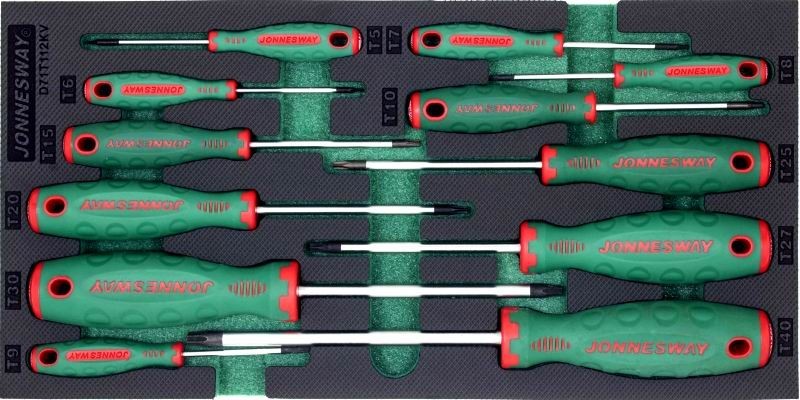 DESTORNILLADORES TORX T5-T40 14 UNIDADES INSERTO CAJÓN ESPUMA EVA, JONNESWAY