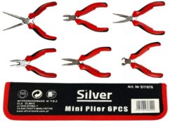 Mini alicates rectos, cortadores alargados y curvos 125 mm - 6 piezas