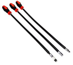 DESTORNILLADORES FLEXIBLES, LARGO 600 mm, 3 uds. + PUNTAS CRUZADAS TORX PLANAS