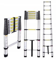 ESCALERA TELESCÓPICA 5m 15 ALFOMBRAS Estabilizador 150kg