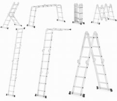 Escalera articulada plegable de aluminio, 4x3, 150 kg