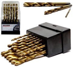 Brocas para metal de 1-10 mm, chapadas en titanio, juego de brocas de 19 piezas.