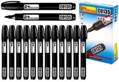 Rotulador de construcción permanente negro, resistente al agua, grueso, 2 mm, 12 uds. Richman