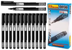 Marcador de construcción permanente negro, resistente al agua, 1 mm, 12 uds. Richman