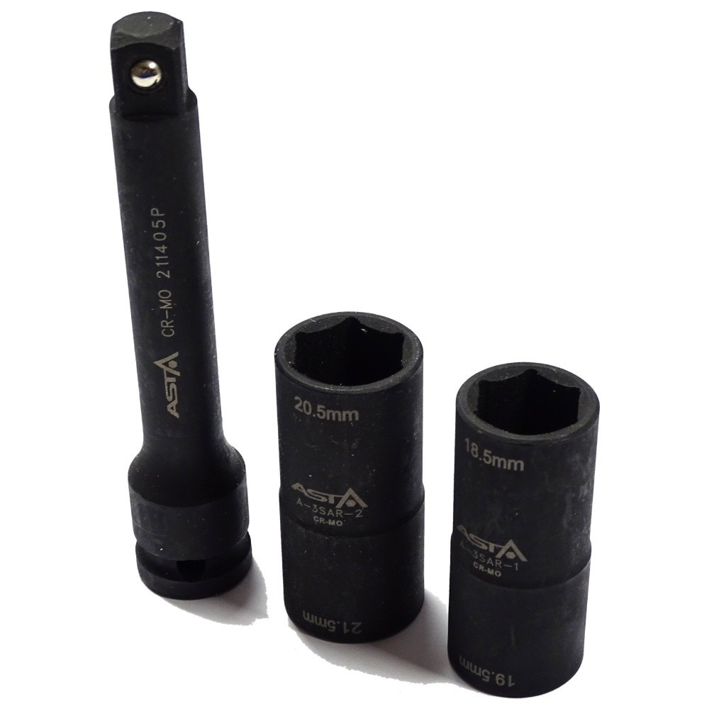 Vasos de impacto ALUFELG FORD 18,5/19,5/20,5/21,5mm + alargador 1/2' Asta - Imagen 3