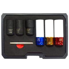 Llaves de impacto para llantas de aluminio y tornillos dañados 17, 19, 21 mm Juego de 7 piezas.