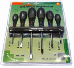 DESTORNILLADORES MAGNÉTICOS FUERTES CR-MO-V JUEGO DE 6 DESTORNILLADORES JONNESWAY